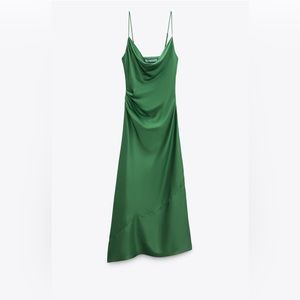 ZARA TRENDY SATIN EFFECT MIDI DRESS